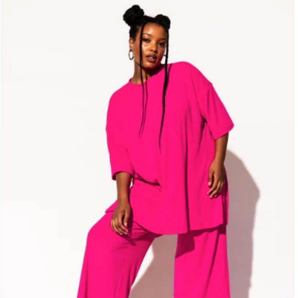 Dressed in Lala Lex Ribbed Playsuit in Hot Pink - Picture 1 of 11